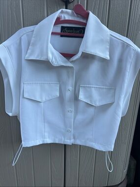 Spoon Jeans White Cropped Button-Front Shirt